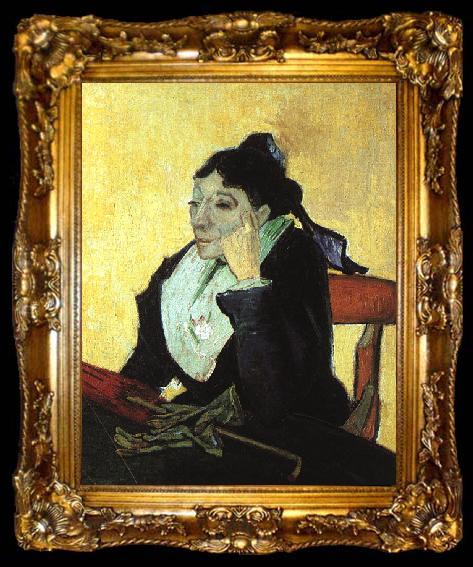 framed  Vincent Van Gogh Madame Ginoux with Gloves and Umbrella, ta009-2